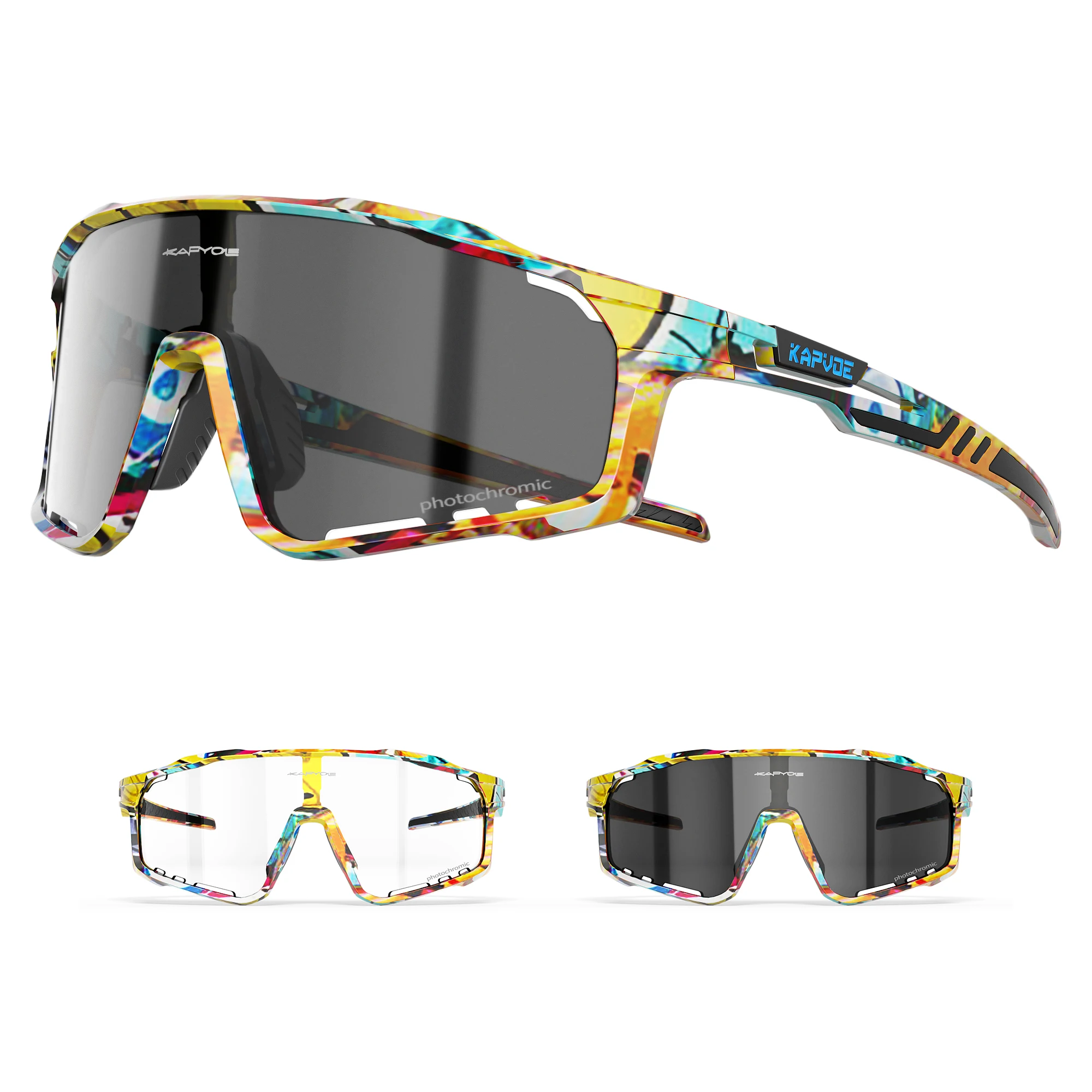 Kapvoe Photochromic Cycling Glasses MTB Sunglasses for Men Women Sport Speed Road Mountain Bike Bicycle Cycl Eyewear Goggle