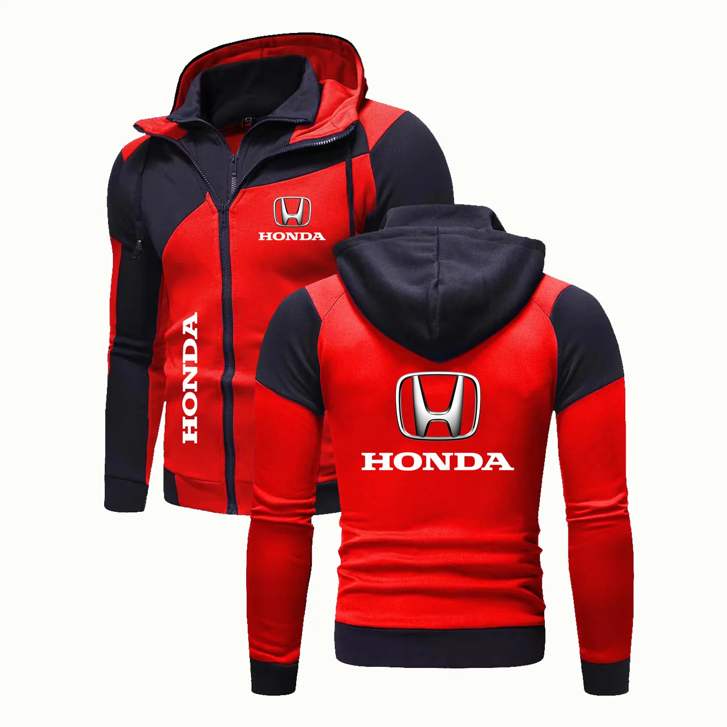 Bluza z kapturem motocyklowa Honda z nadrukiem logo Honda Wing, ciepła bluza dresowa, modna kurtka zimowa, odzież męska, bluza z kapturem — 2