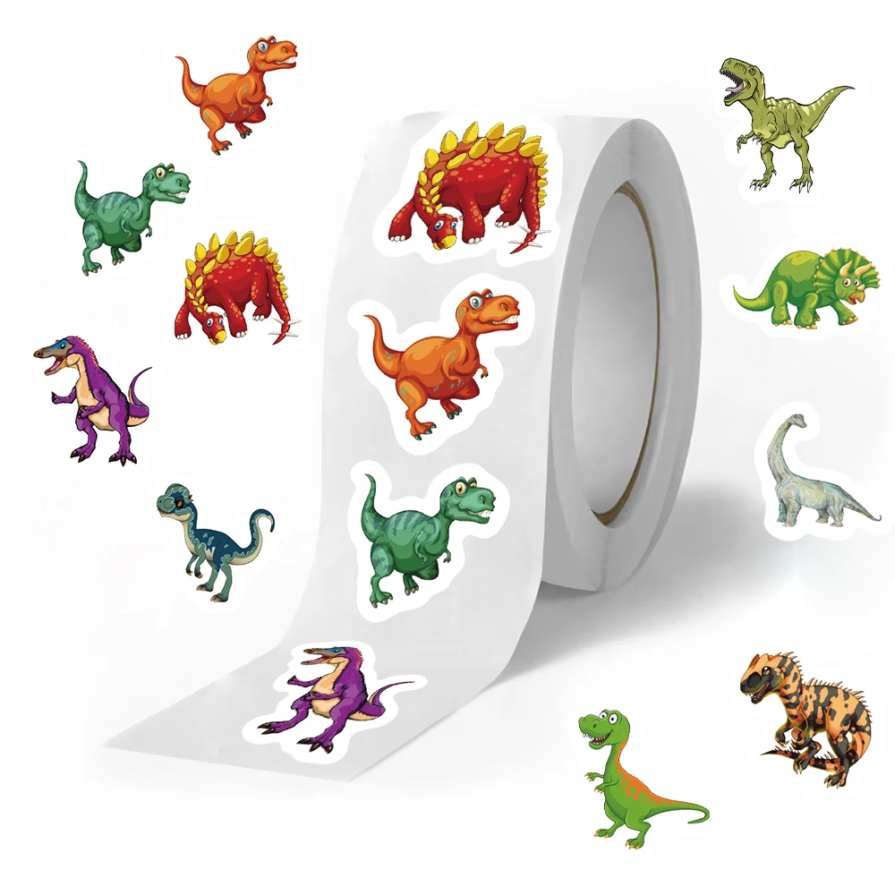 500pcs Cute Dinosaur Pattern Reward Encouragement Sticker Roll for Kids Motivational Stickers with Cute Animals for Students