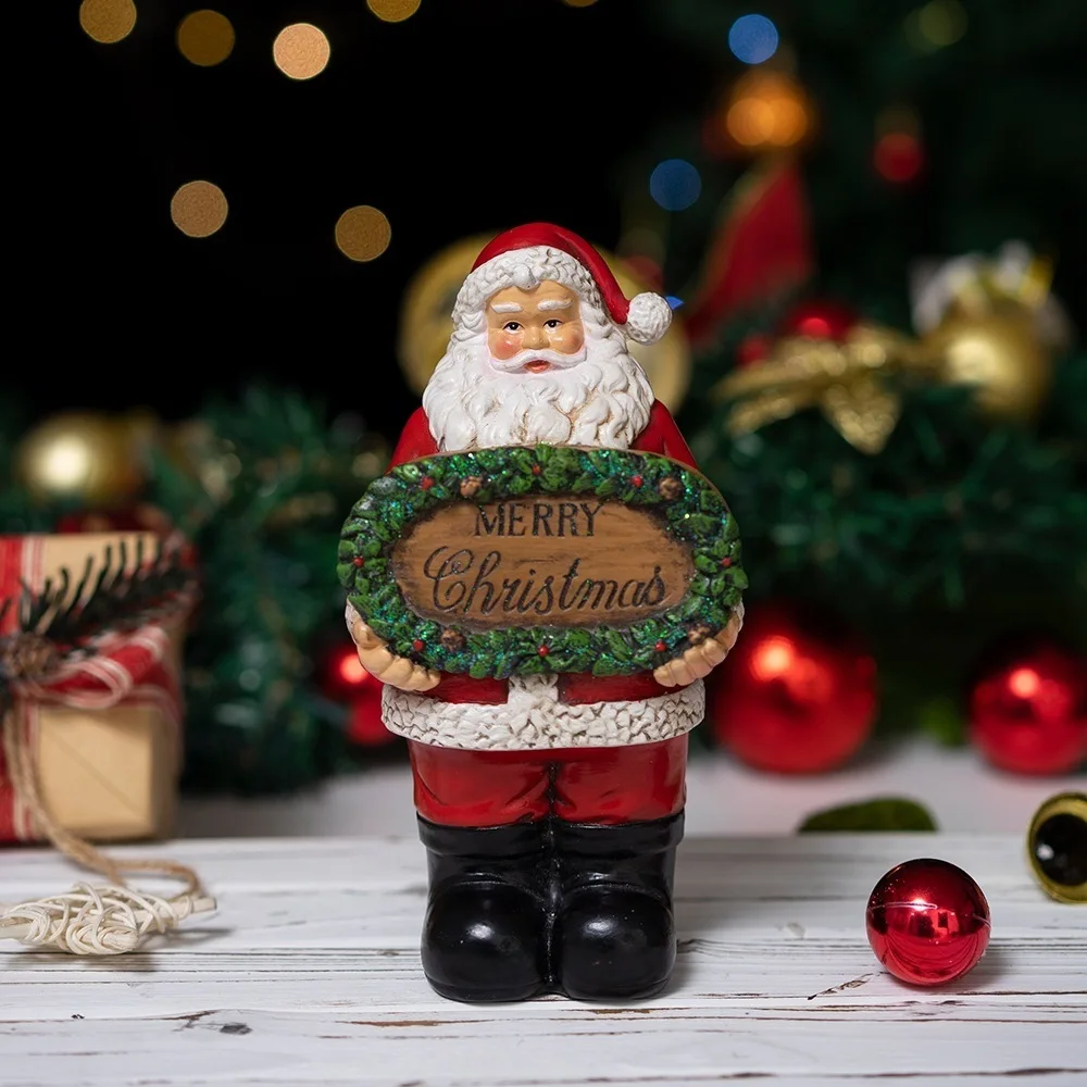 

‌2026 Santa Claus Sign Holder‌ – Resin Christmas Decor, Happy Holidays Tabletop Ornament for Home & Office