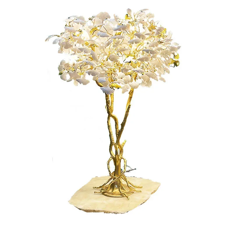 Hotel Indoor Decoration Villa Ginkgo Ceramics  Floor Lamp