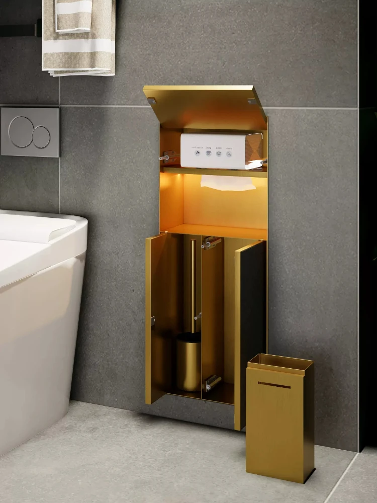 

Bathroom stainless steel niche rack, finished built-in toilet trash can wall cabinet