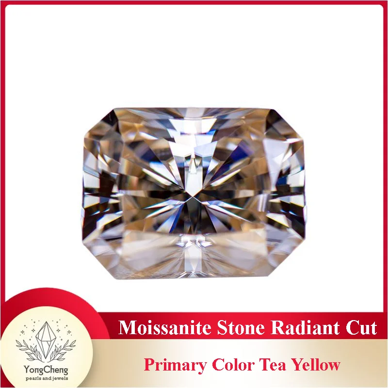 

Moissanite Stone Radiant Cut Primary Color Tea Yellow Lab Grown Diamond for Jewelry Rings Earrings Making with GRA Certificate