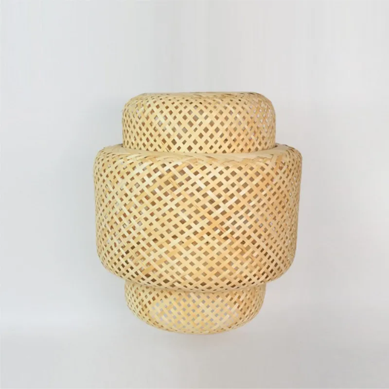 Creative bamboo woven lampshade for homestay, traditional handmade weaving, retro decoration, hanging lampshade