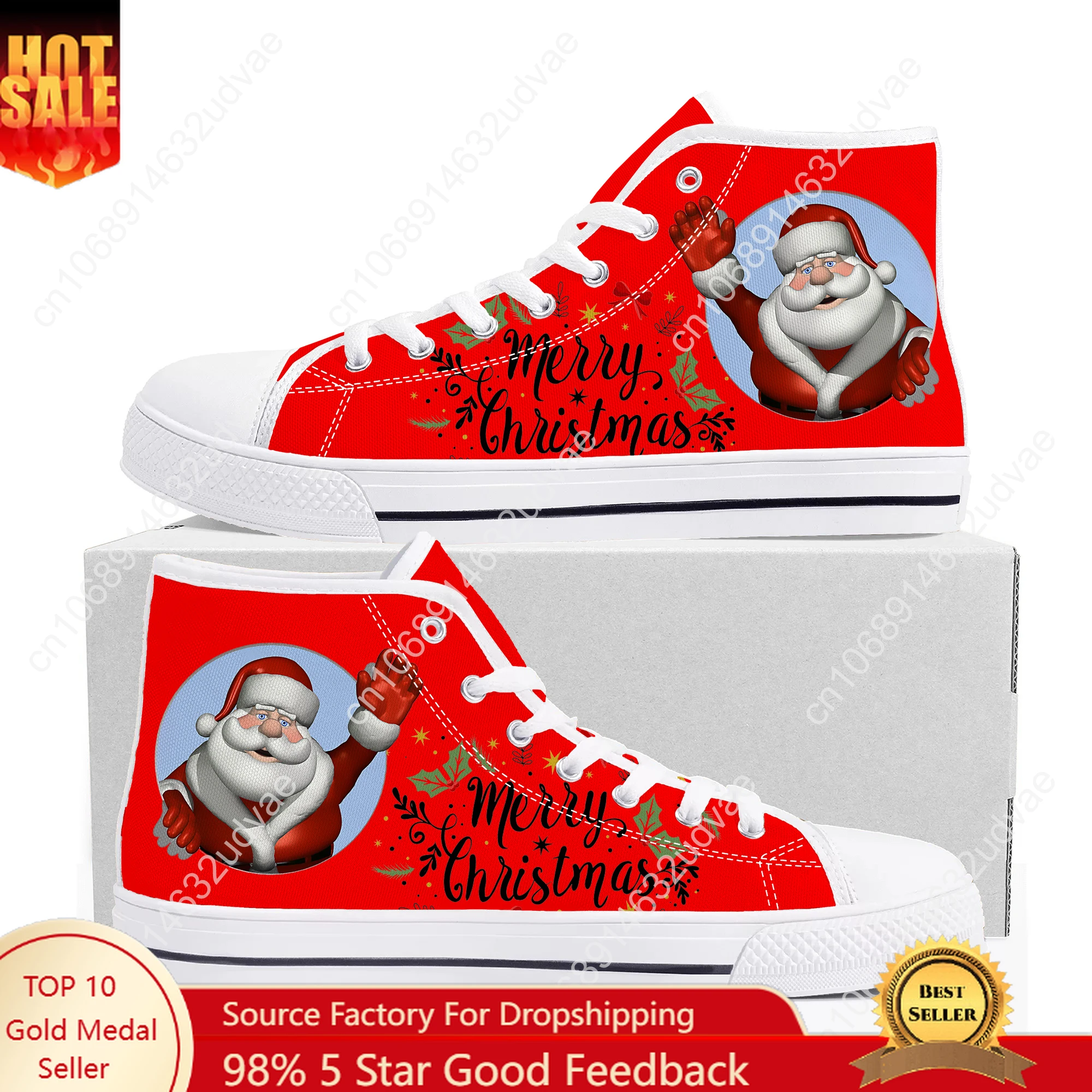 

Christmas High Top Shoes Mens Womens Teenager Sneakers Canvas High Quality Outdoor Daily Sneaker Custom Made Couple Shoe
