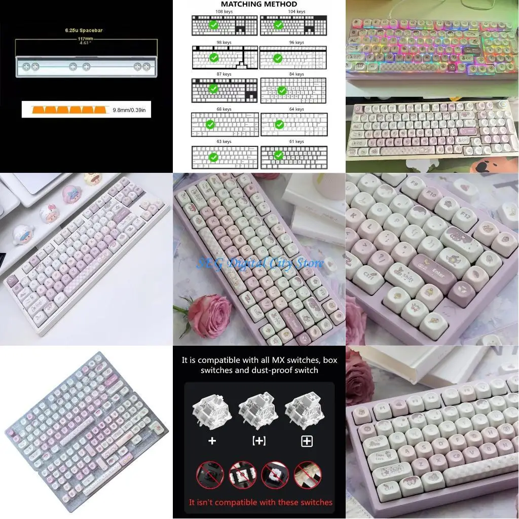 

U75B 136 KeyCaps PBT MOA Профиль Стандартный процесс сублимации милый кролик клавиш
