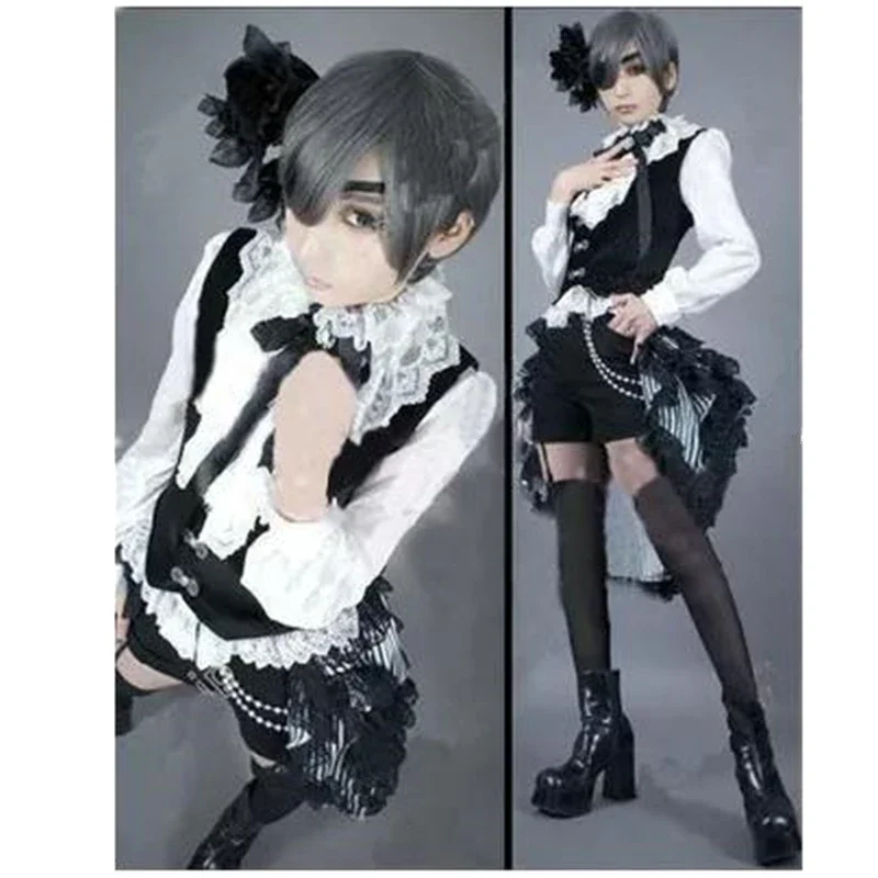 

Free shipping Anime Black Butler Ciel Phantomhive Cosplay Costume+STOCKING Halloween Uniform Women Girls Clothing Dress