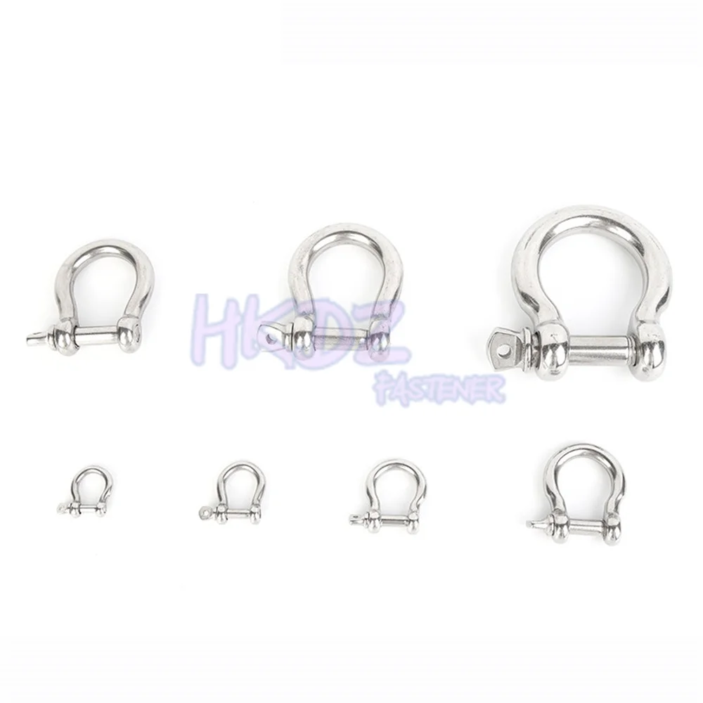 M4-M38 Carabiner D Bow Lifting Shackle Slot Screw Removable Fob Keychain Joint Connector Buckle DIY Hardware 316 stainless steel