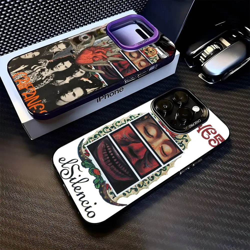Coque de téléphone C-Caifanes El Nervio Del Volcan pour iPhone 17 16 15 14 11 12 13 Pro Max Pro Plus, couleur argentée