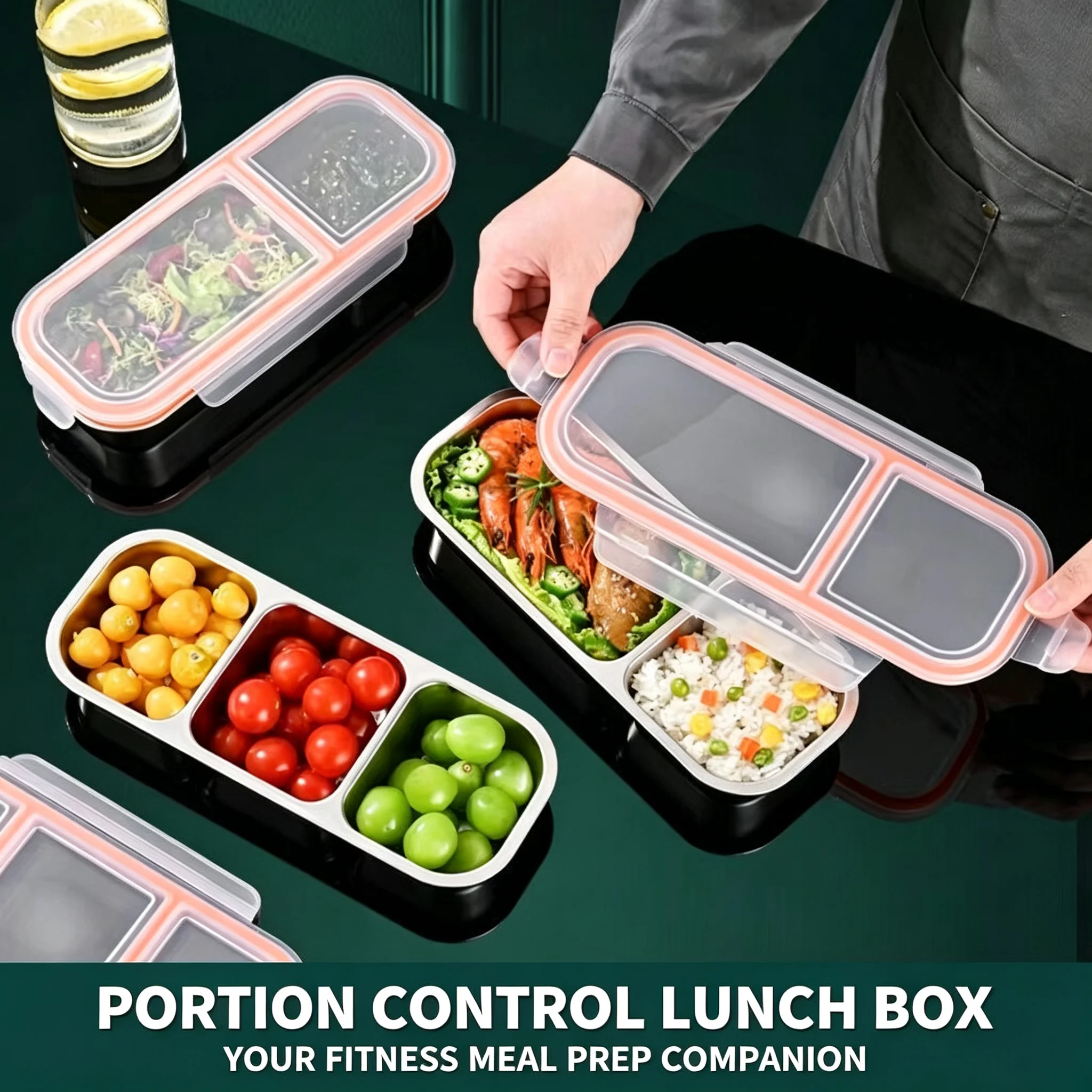 Mini Compartment Lunch Box 304 Stainless Steel for Weight Loss Meals Special Diet-Controlled Small Bento Box Three Compartments
