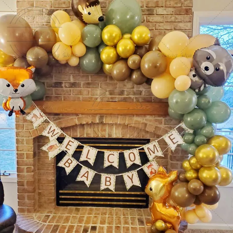 Forest Animal Fox Raccoon Fawn Hedgehog Balloon Set Baby Baptism Gender Reveal Arch Birthday Party Party Decoration