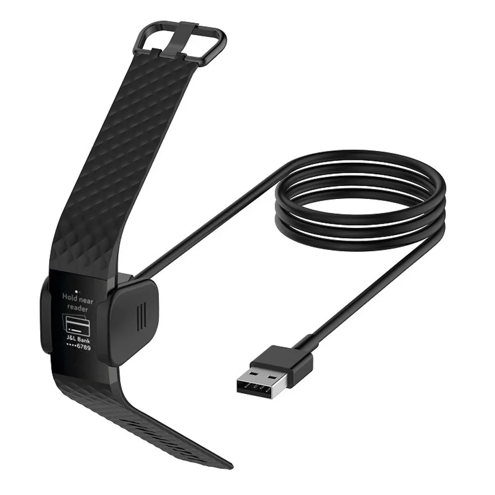 Cargador USB para Fitbit Charge 3 4, Cable de carga para reloj inteligente, accesorios para reloj inteligente, adaptador de base de cargador