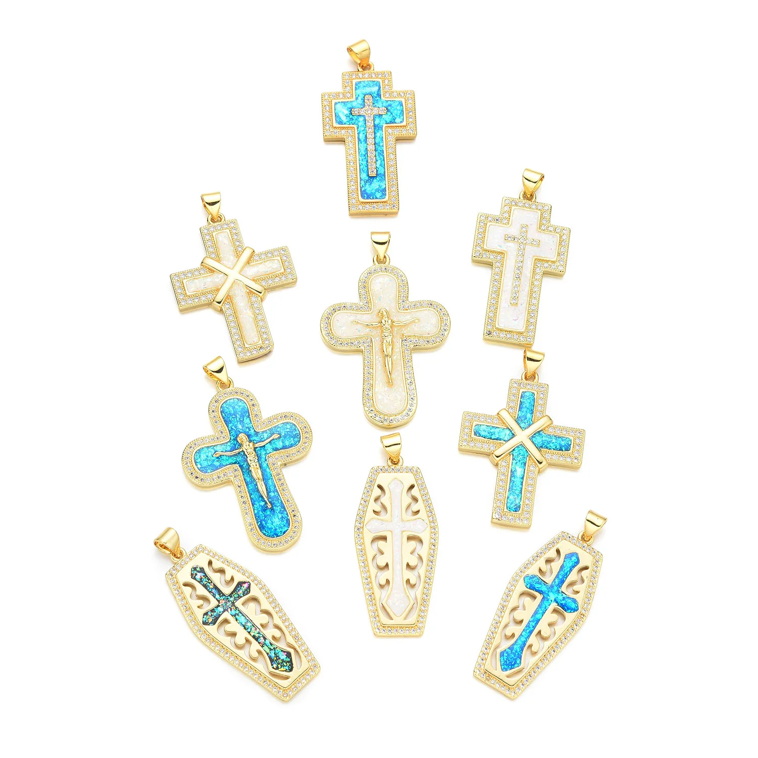 5pcs Europe and The United States Australopithecine Cross Necklace Pendant Accessories DIY Jewelry Making Materials Wholesale