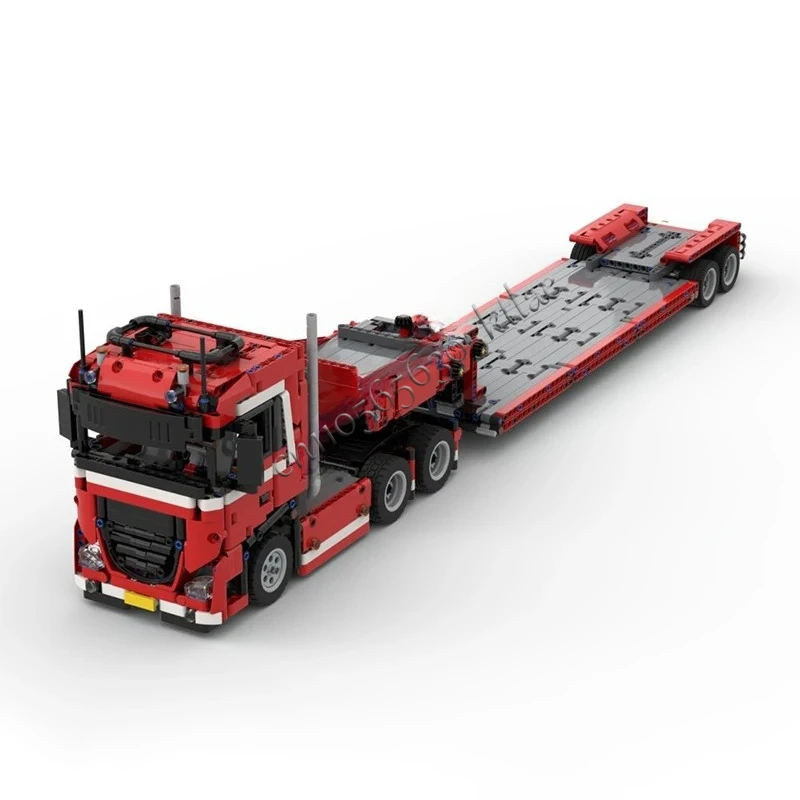 732 PCS MOC Transporter Gooseneck Trailer for DAF Technology Model Building Blocks Stacking Bricks Creative Diy Toys Kid Gifts