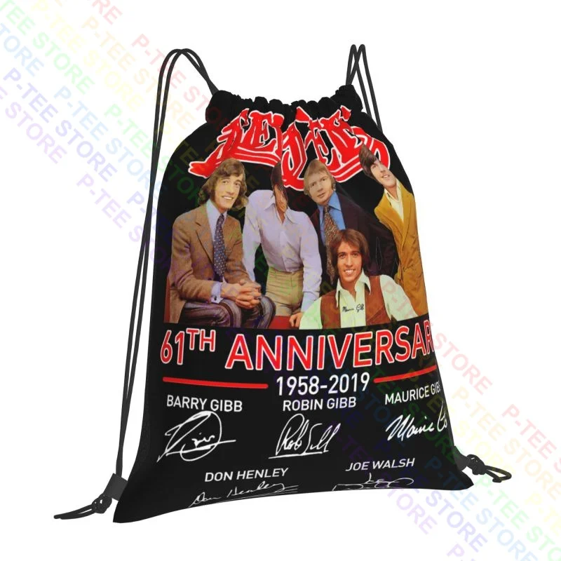 Beegees 61Th Anniversary 1958 2019 Signatures Drawstring Bags Gym Bag School Backpack Gym Tote Bag Riding Backpack