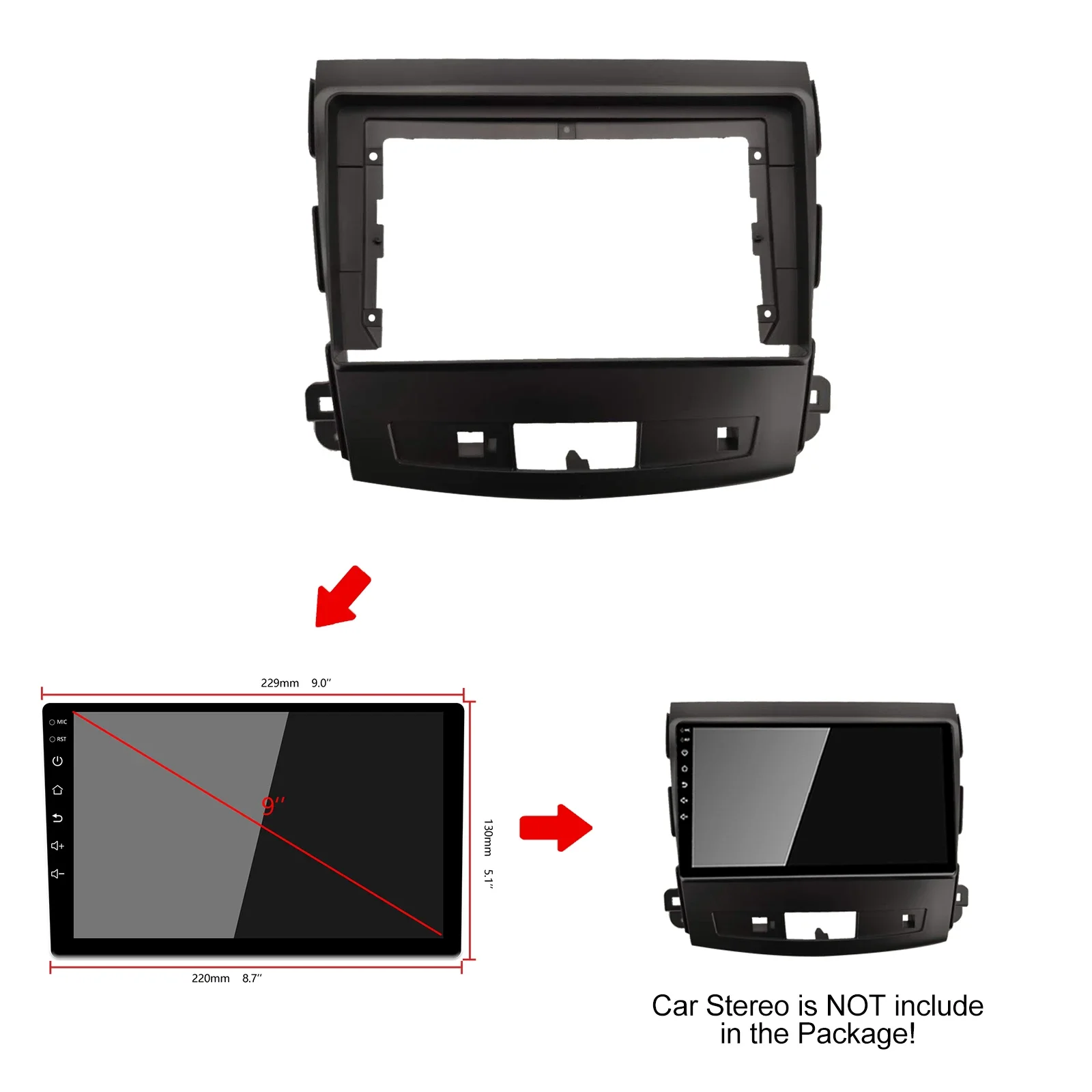 2 Din Car Radio Fascia For Mitsubishi Outlander XL/Citroen C-Crosser/Peugeot 4007 Auto Stereo Dashboard Panel Bezel Faceplate