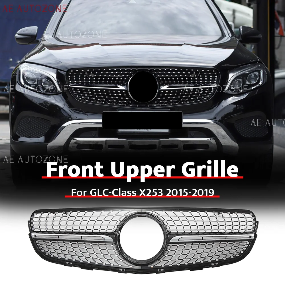 

Chrome Black Front Upper Grille Without Camera Hole For GLC-Class X253 C253 2015-2019 GLC250 GLC300 GL350 GLC43