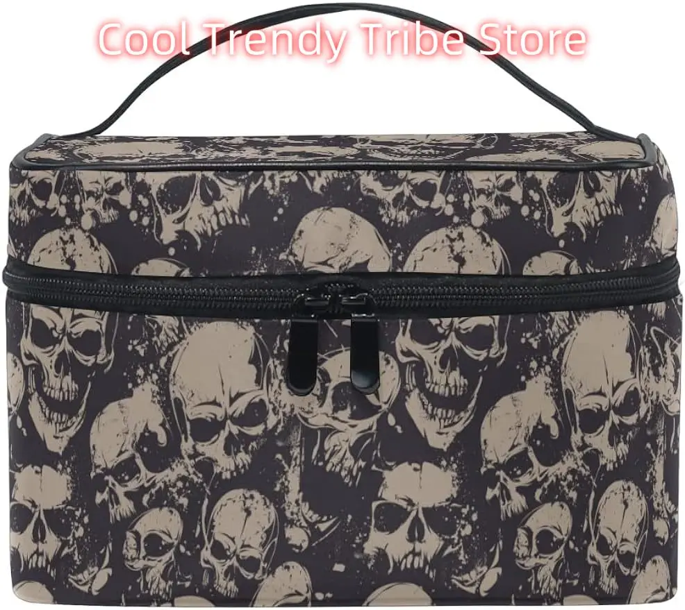 

Makeup Bag Goth Skulls Gothic Travel Makeup Organizer Bag Cosmetic Cases Toiletry Bags for Girl Women Ladies
