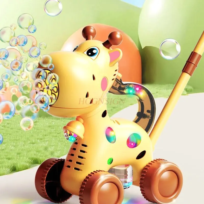 Hand pushed bubble machine, children's toy, handheld fully automatic bubble blowing car, safe and non-toxic outdoor for boys