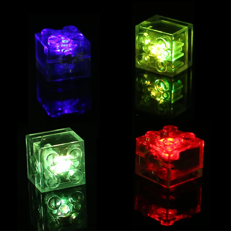 2x2 Led Lighting Set DIY Toys LED Light Up Brick Building Blocks Flash Luminous Lighting DIY High Brick Parts Double Flashing