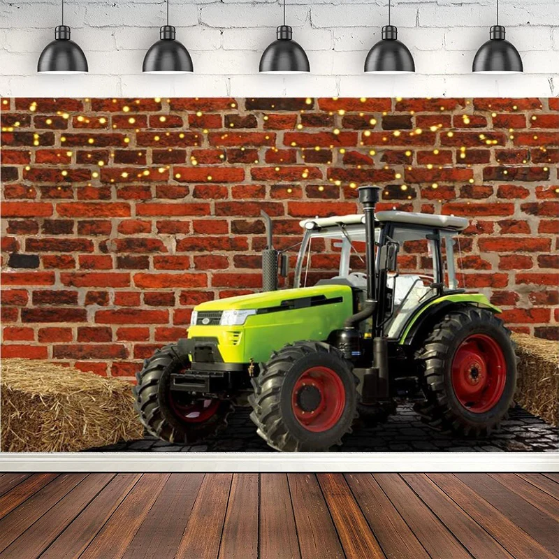 Tractor Theme Photography Backdrop Farmyard Haystack Background For Birthday Party Decor Banner Photo Booth Studio Props