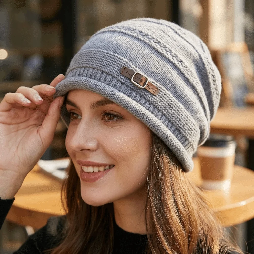 Face Slimming Lightweight Slouchy Beanie Thickly Lined Soft Brimless Hat Warm Hand Washable Winter Knit Cap Sports