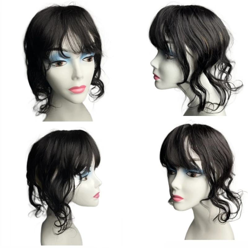 Satifresion 35cm Curly Hair Topper for Women 100% Brazlian Human Hair Clips on Hair Toppers for Women with Thin Hair