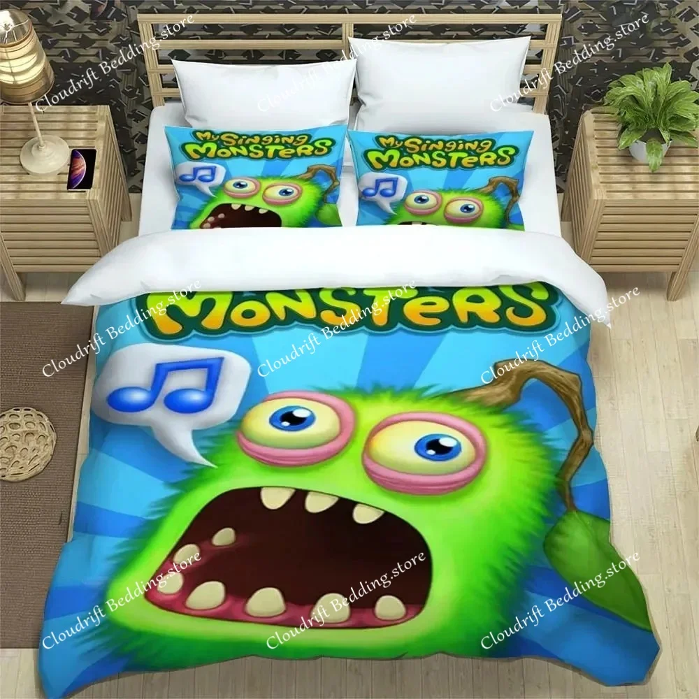 My Singing Monsters Cartoon Game Pillowcase Bedding Set Boys Girl Bedroom Decoration Children Gift Single Double Large Size