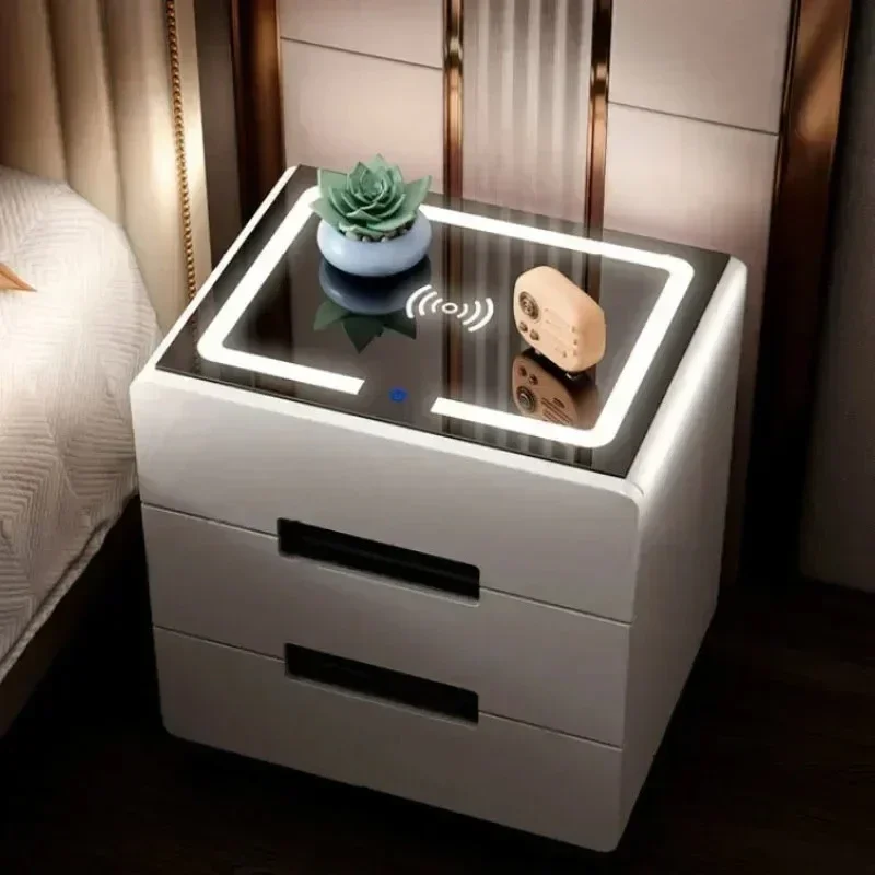 Modern Multifunctional Smart Bedside Tables Modern Simple Storage Nightstands Bedroom Furniture Home Storage Cabinet with Drawer