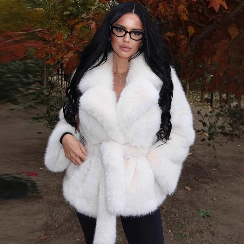 Tornova الشارع الشهير معطف فرو صناعي المرأة أنيقة فضفاضة الدانتيل متابعة الترفيه سترة قصيرة 2025 شتاء جديد أنثى الدفء معطف فروي