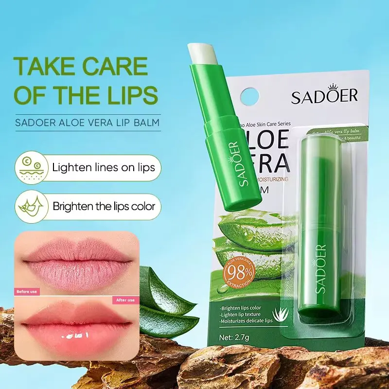 

Aloe Vera Lip Balm Moisturizing Anti-dry Lip Line Nourishing Anti Cracking Hydrating Refreshing Lipstick Lip Care Cosmetics.