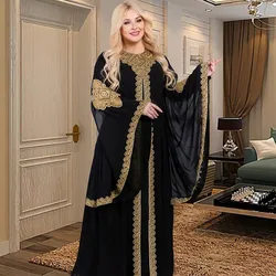 Set da 2 pezzi abaya per le donne Dubai Luxury Black Boubou abito moda musulmana caftano Marocain occasioni per feste di matrimonio Djellaba