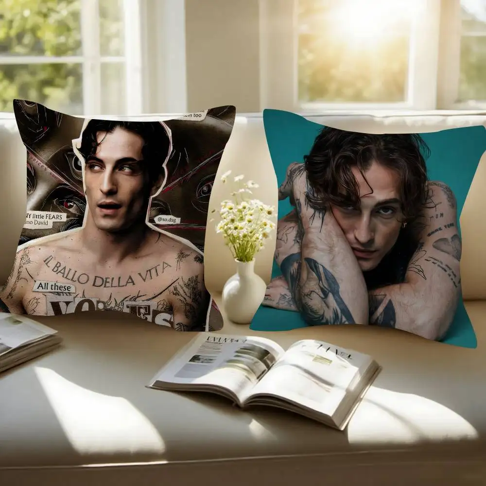 Rock Singer D-Damiano David Double-sided Printed pillow cover Short plush Suitable living rooms bedrooms throw cushion cover