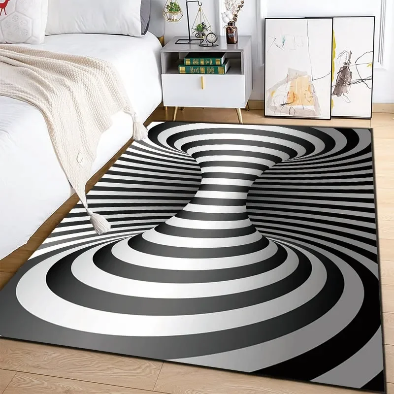 3d vortex ilusão preto e branco tapete flanela fofo lance cobertor de acampamento para crianças sofá lance cobertor moderno moda presente
