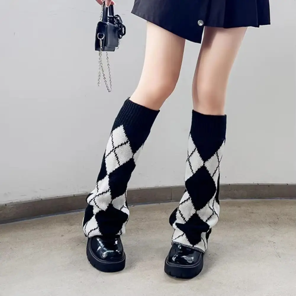 Beinwärmer im Punk-Stil, Sternmuster, Herz-Design, gestrickte Socken, zweiseitig zu tragen, Gothic-Kreuz, Oberschenkelhohe Socken, JK Fashion