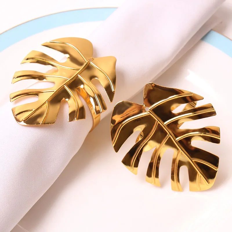 

12Pcs Napkin Rings Holder Matel Monstera Deliciosa Decor For Hotel Events Wedding Party Dining Table Accessories Home Decoration