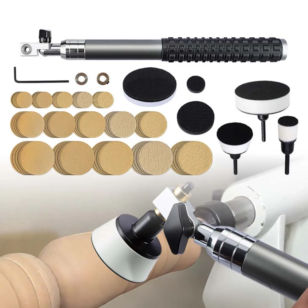 Bowl Sander Kit Sanding Block Wood Lathe Tools With Sanding Discs For Wood Metal Plastic Polishing Woodworking Tools