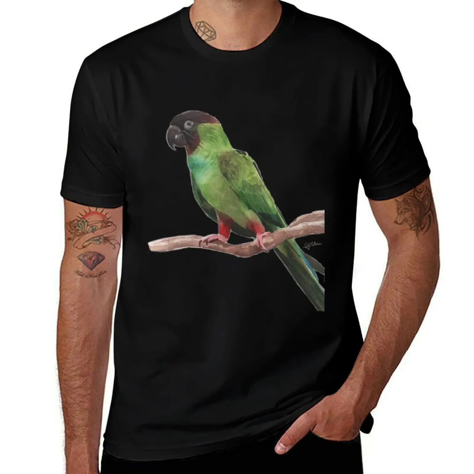 Watercolor Nanday Parakeet T-Shirt Standard Fit Solid Tee Shirt T-Shirt
