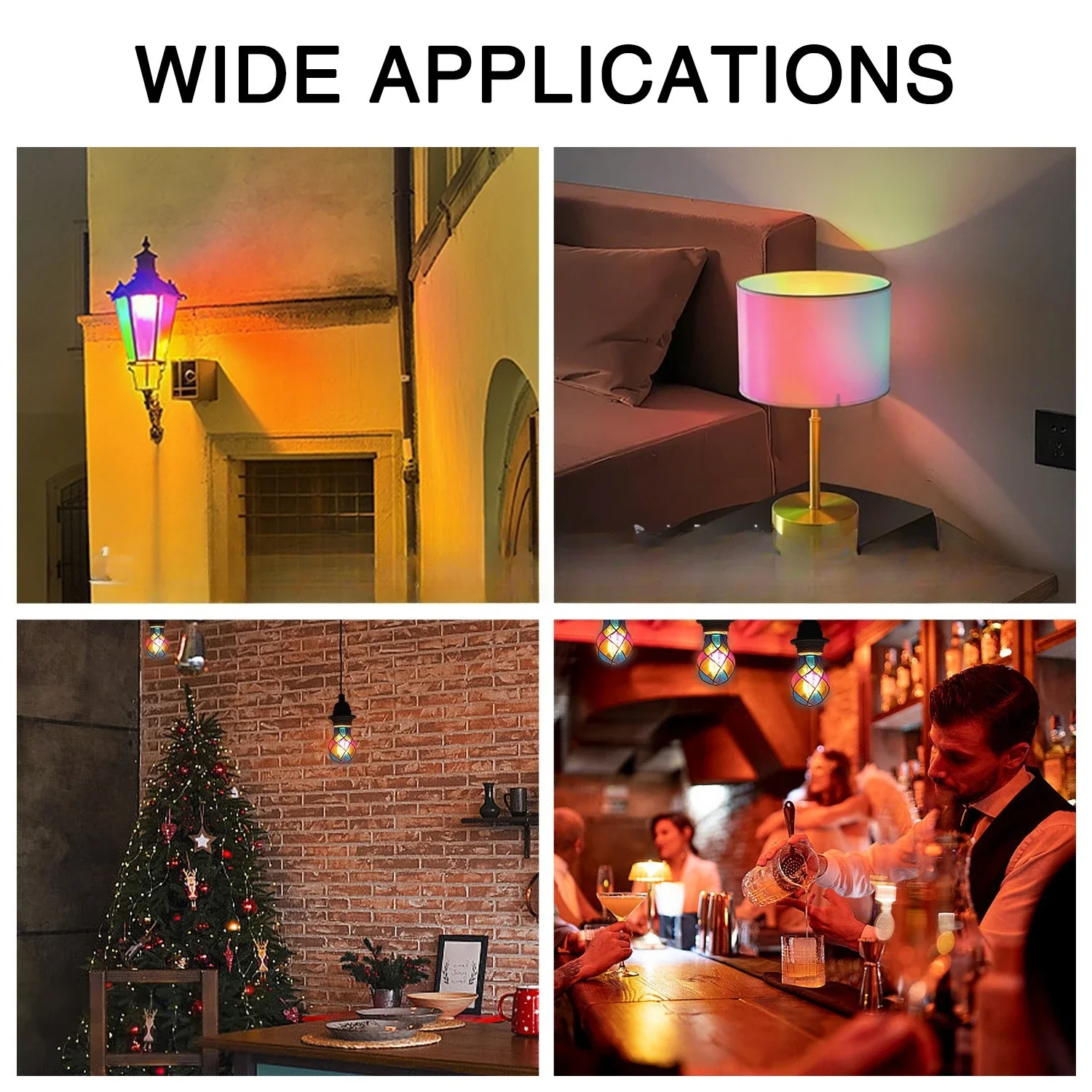 LED Hand Painted DIY Color Decorative Light Bulb 4W  2700K 110V 220V Christmas Ambient Light ST64 Color Decorative Light Bedroom