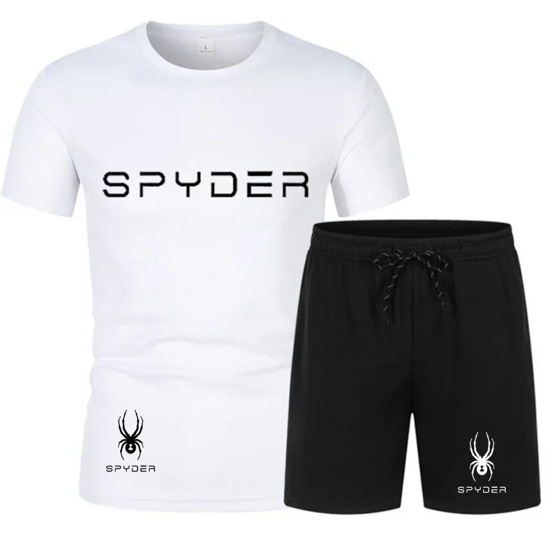 Conjunto de camiseta e shorts estampados masculino, roupa esportiva de secagem rápida, conjunto esportivo casual elegante, verão, 2024