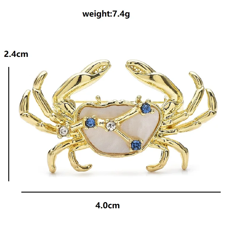 Wuli&baby Animal Cancer Rhinestone Star Crab Brooch Pins 2 Colors Elegant Zodiac Jewelry Accessory Gift