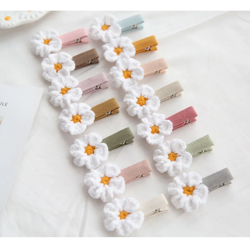

56 PCS/Lot, Handmade Crochet Flower Baby Hair Clips Girls Hair Accessories