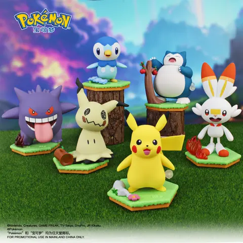 ZC Original POKEMON Uppdragbar Leksak Coil Series Pikachu Gengar Snorlax Mimikyu Piplup Scorbunny Händer Fötter Actionfigurer Ornament 10 best sales Pokémon Snorlax - №10