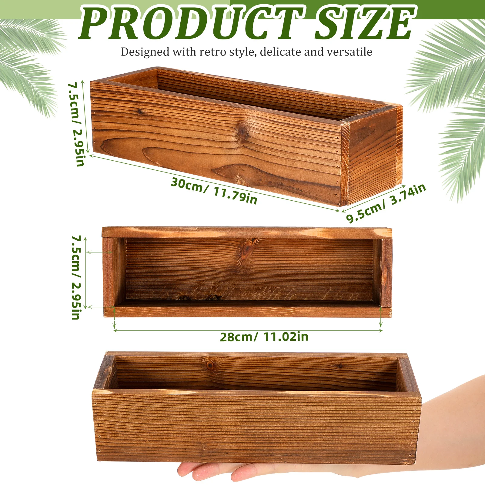 الرجعية صندوق زراعة خشبي مزرعة نمط الخشب اناء للزهور لحديقة شرفة مكتب زارع نافذة الأرز في الهواء الطلق مستطيلة