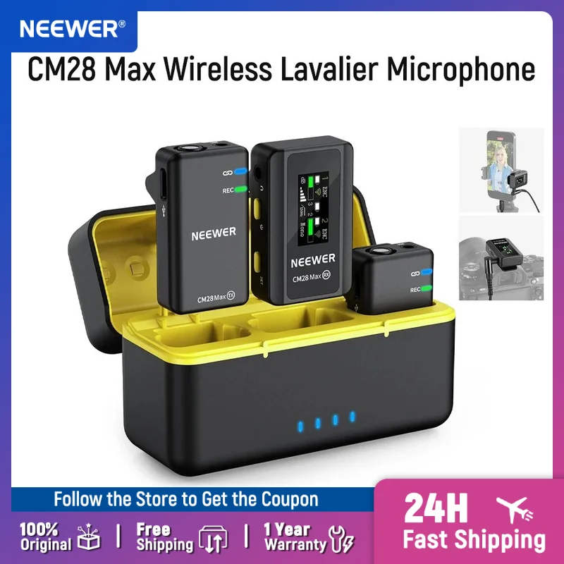 

Беспроводная система микрофонов NEEWER CM28 Max с зарядным кейсом, запись без потерь 48 кГц/24 бит, шумоподавление