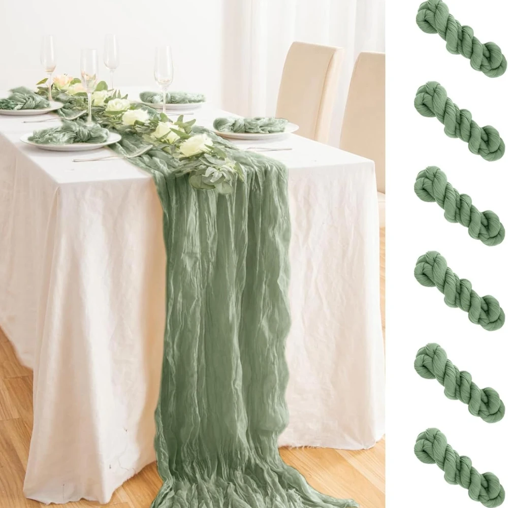 

6 Pack Green Table Runner Wedding Banquet Boho Wedding Baby Bridal Shower Decor Table Runner Holiday Banquet Luxury Tablecloth