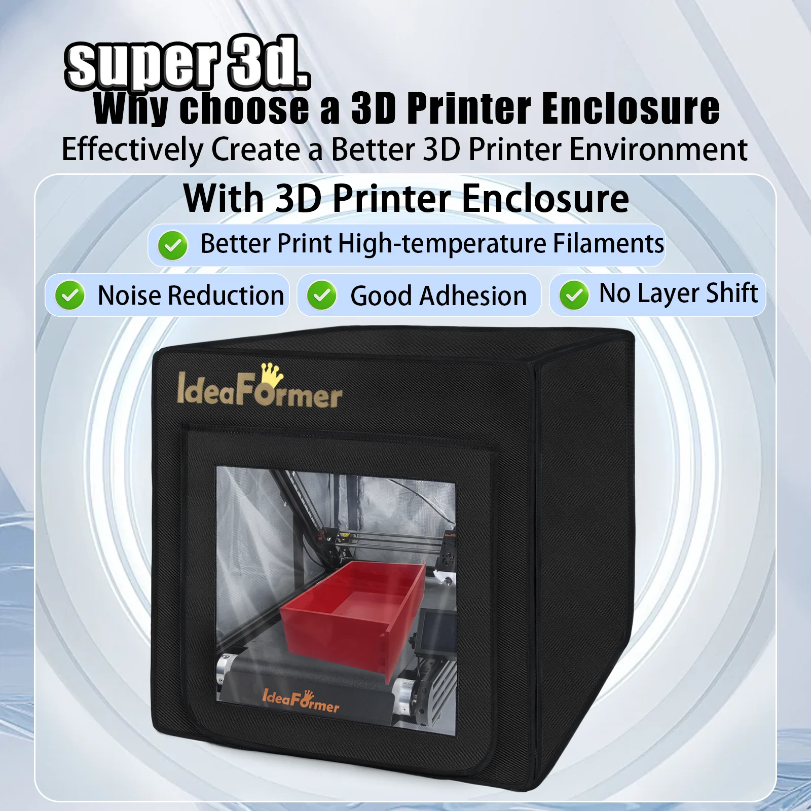 

Обновление корпуса 3D-принтера IdeaFormer 550 мм * 710 мм * 575 мм, хороший изоляционный эффект, огнезащитный, простой в установке детали 3D-принтера