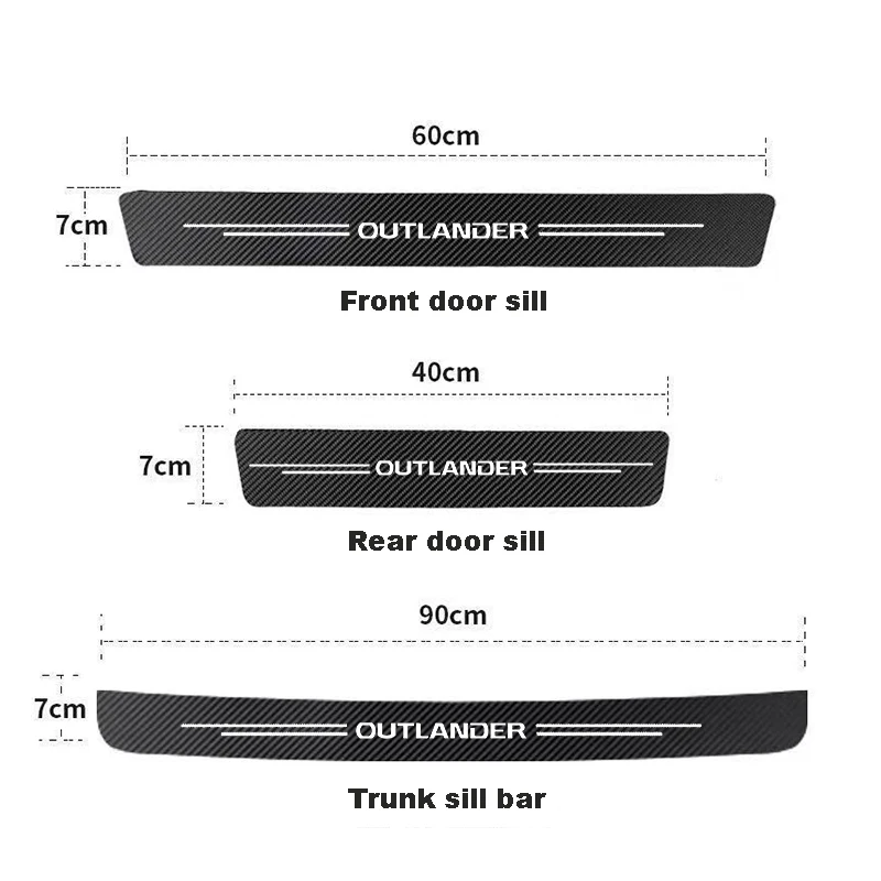 Carbon Fiber Decals For Mitsubishi Outlander 2022 2023 2024 Car Door Sill Stickers Auto Trunk Door Sill Scuff Covers Accessories