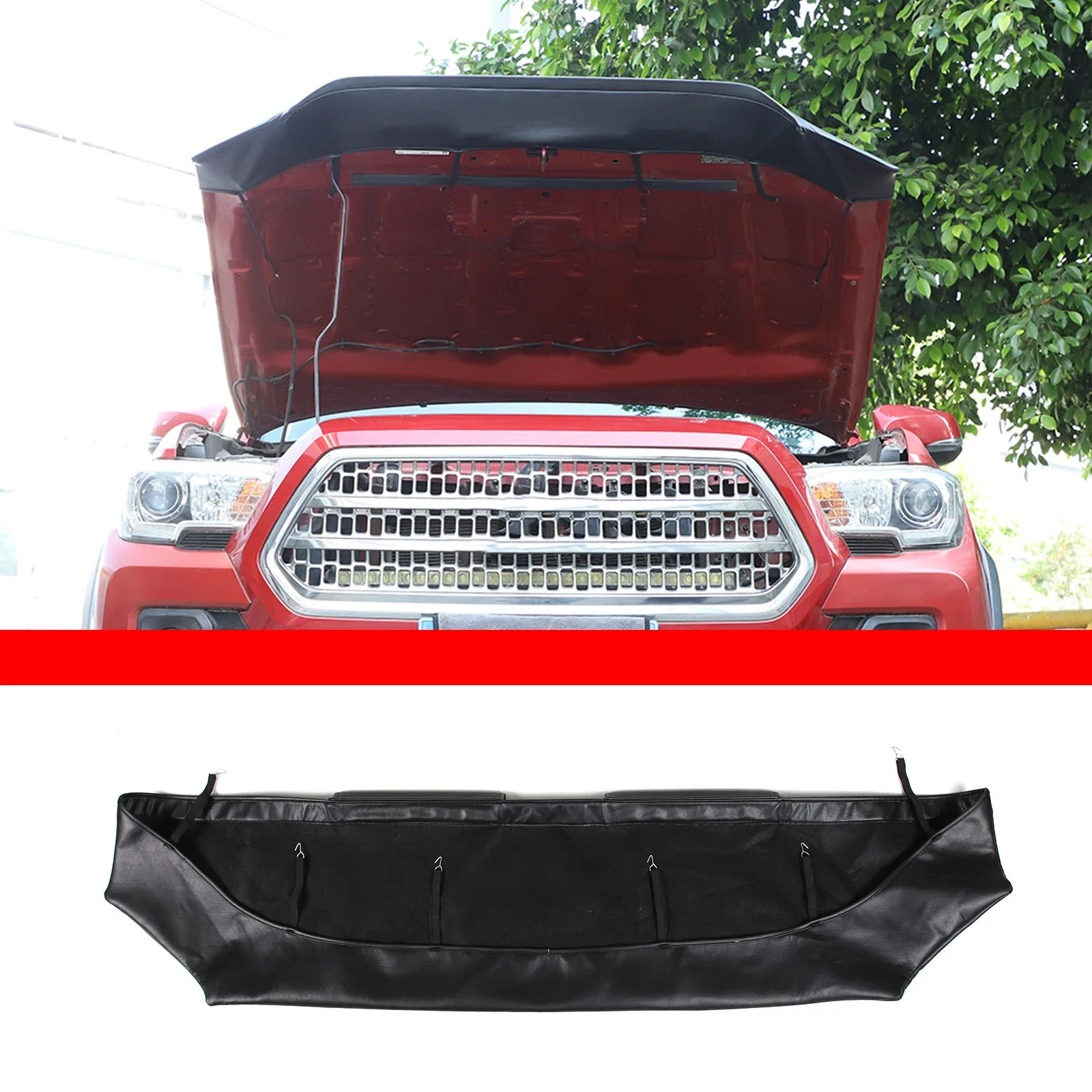 

For Toyota Tacoma 2016-2022 Car Hood Sand And Stone Deflector Protection Cover Black Leather Exterior Accessories