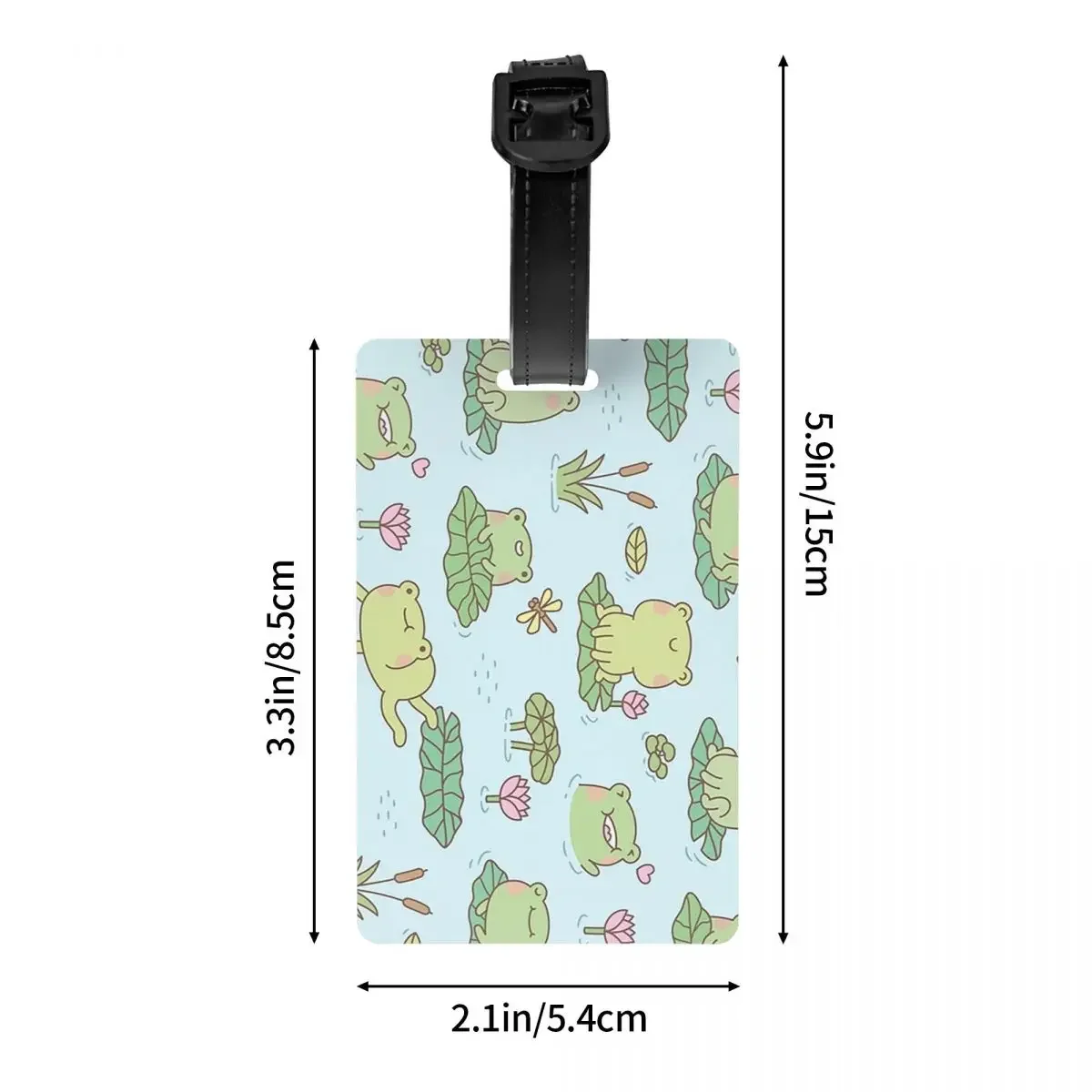 Cute Frog And Dragonflies Pond Pattern Luggage Tags Suitcase Travel Fashion Baggage Boarding Tag Label Holder ID Name Address